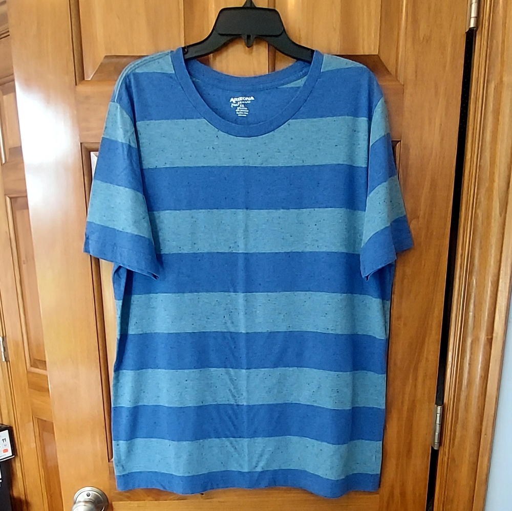 Arizona Jean Company Men’s Striped Short Sleeve Tee in Blue and Gray, Size XXL